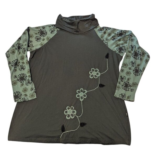 Leopards & Roses Shirt Patchwork Organic Raglan Boho Hippie Festival Lagenlook - Picture 1 of 7